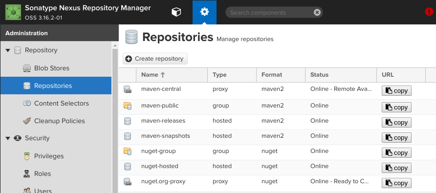 Nexus repositories