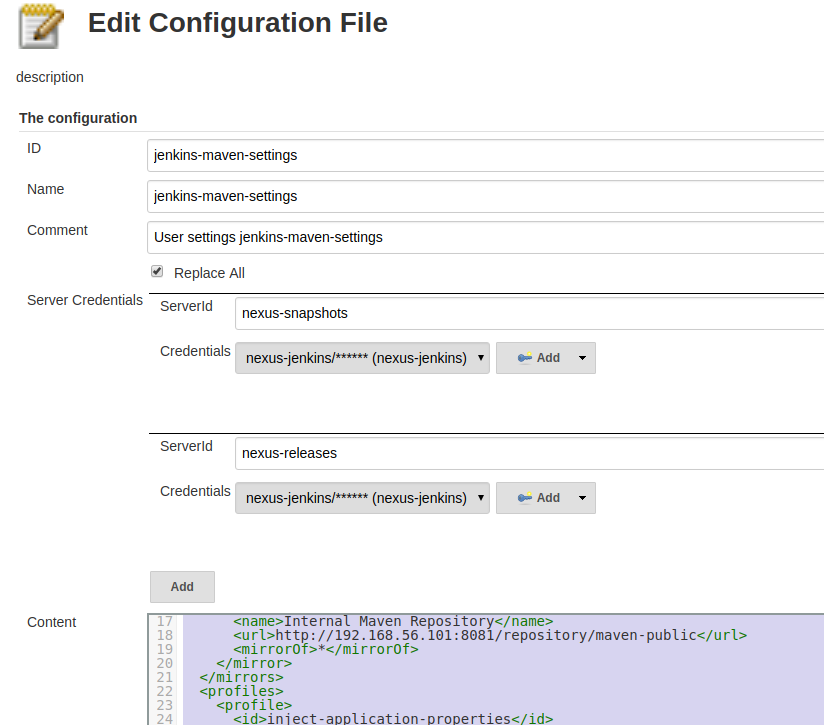 Config File Provider Credentials